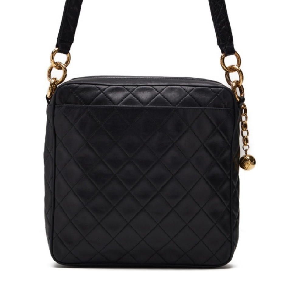 Chanel Matelasse Charm Chain Shoulder Bag Lambskin Black - Picture 3 of 9